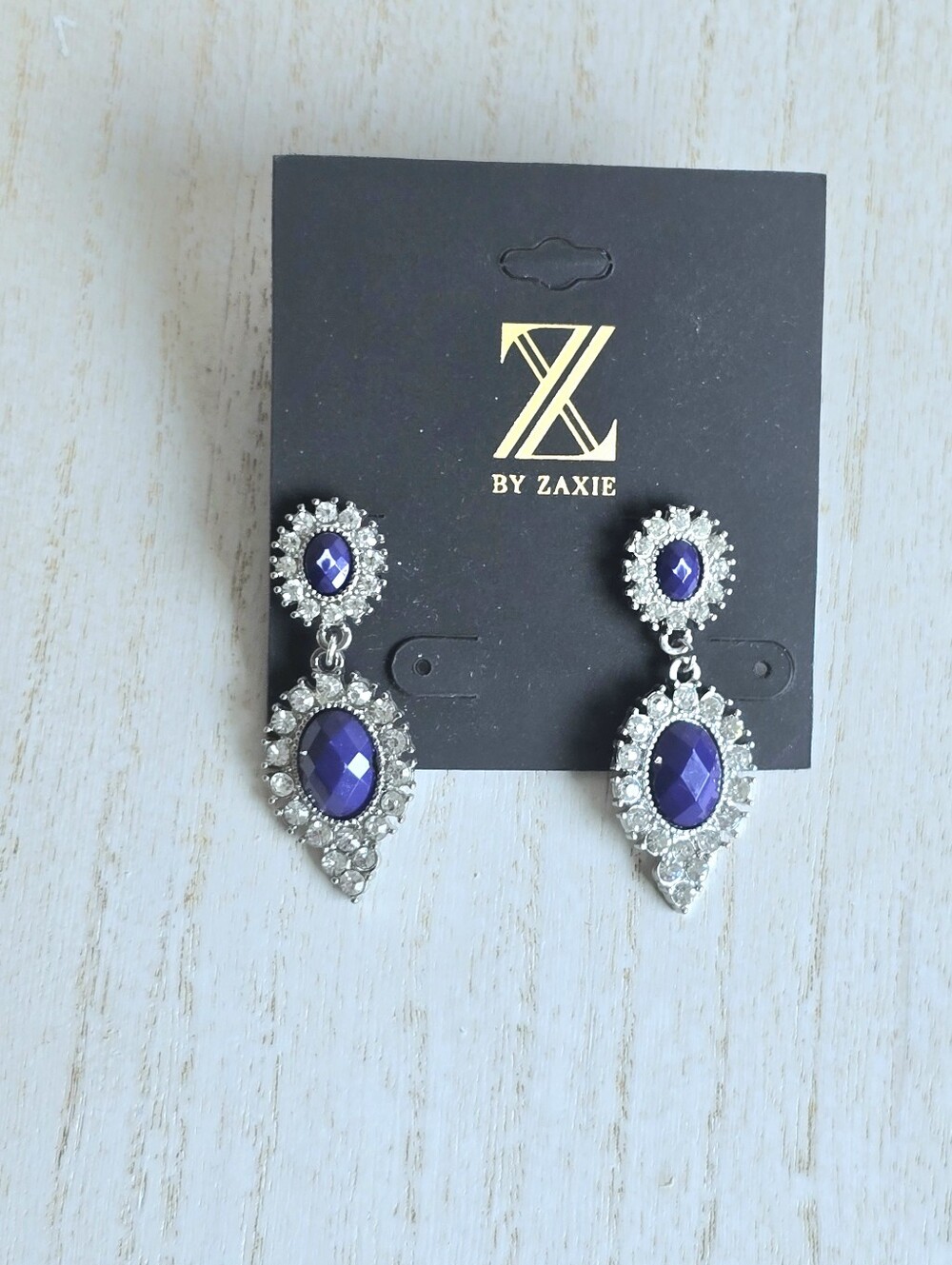 Purple Crystal Drop Earrings - Picture 1 of 1